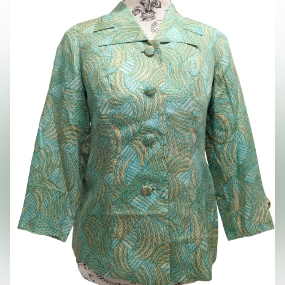 Women's vintage green patterned blouse size S